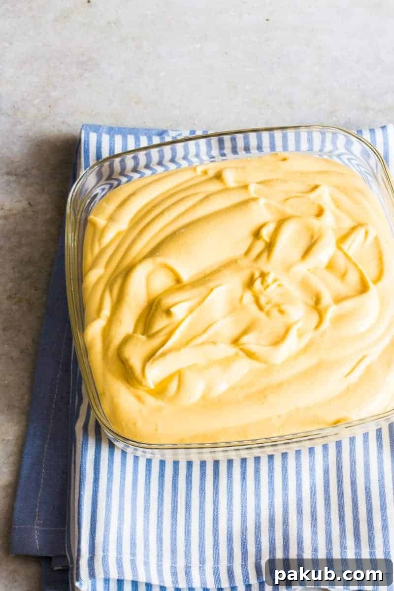 Close-up of creamy mango cheesecake ice cream, highlighting its smooth texture and rich yellow color.