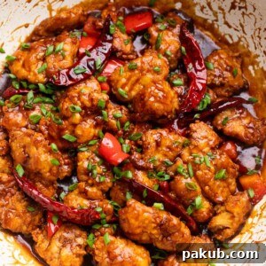 air fryer general tso's chicken freshly made still in the frying pan