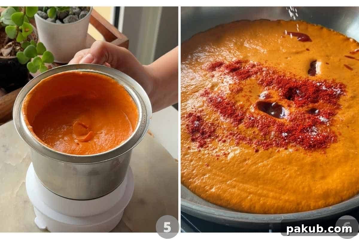 The Ultimate Creamy Butter Chicken 7 Blended gravy mixture in a blender