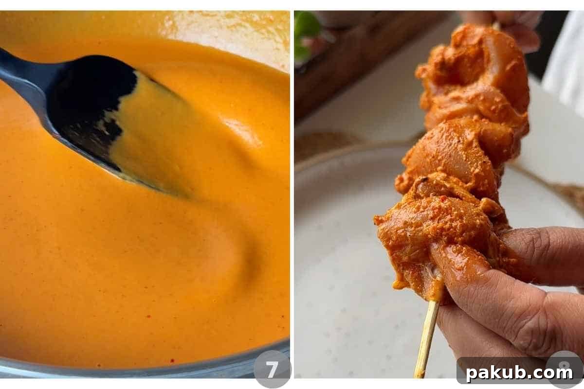 The Ultimate Creamy Butter Chicken 8 Searing marinated chicken pieces in a pan