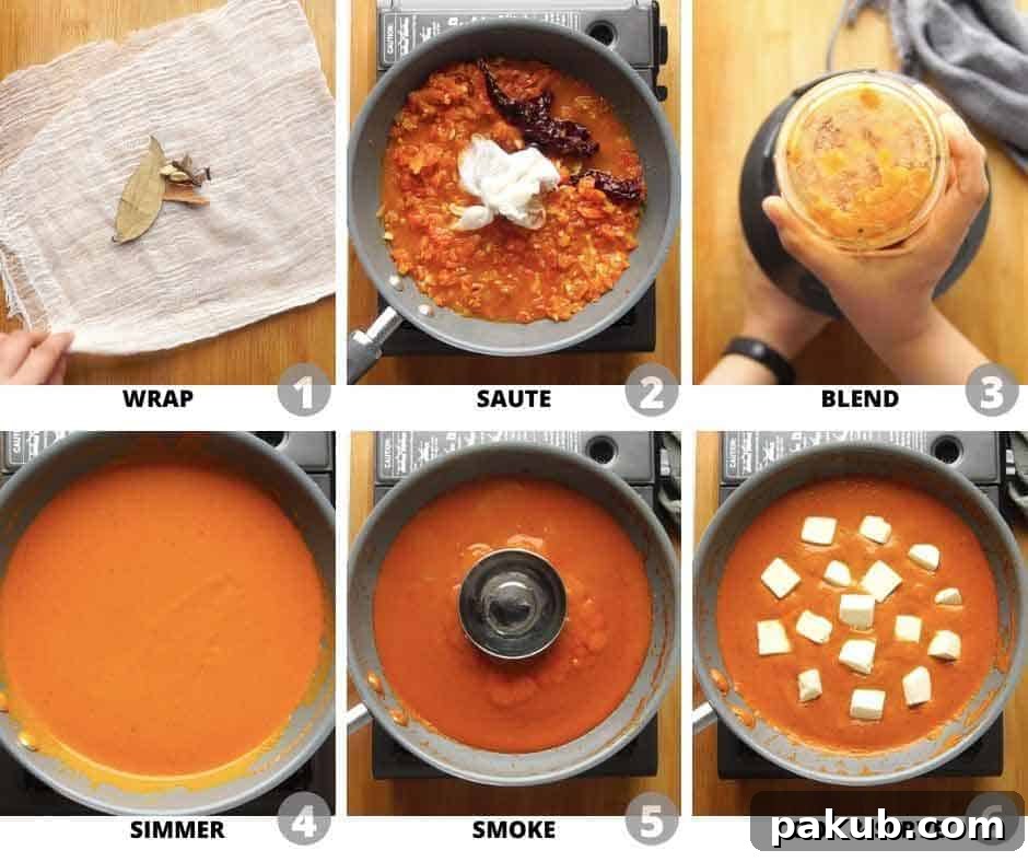 Creamy Restaurant Style Paneer Butter Masala 5 Step by step pictures showing how to make paneer butter masala