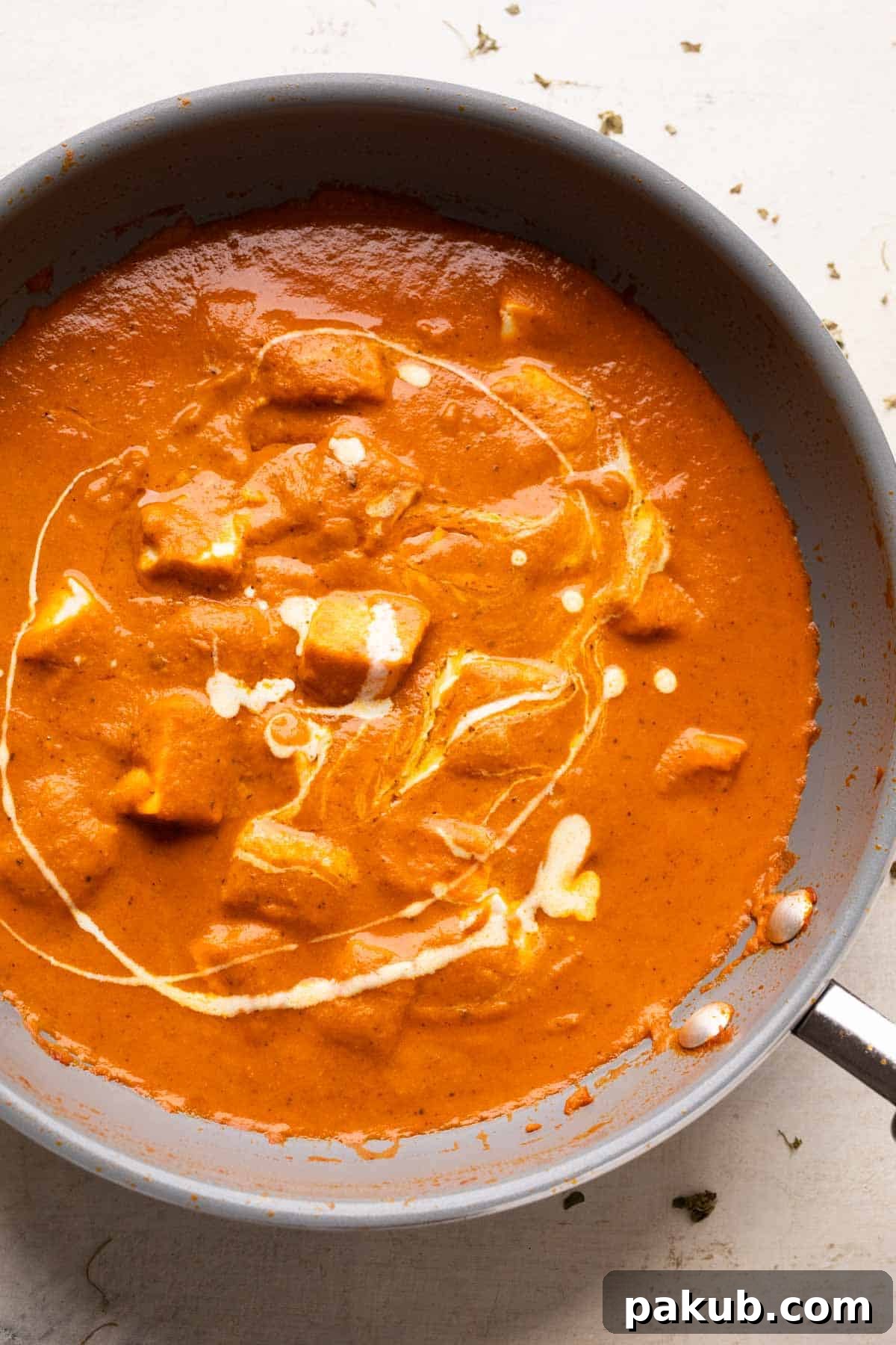 Creamy Restaurant Style Paneer Butter Masala 7 Paneer Butter masala served in the pan that it was cooked in