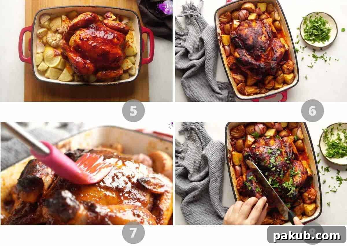 Step by step picture collage showing how to make Indian roast chicken