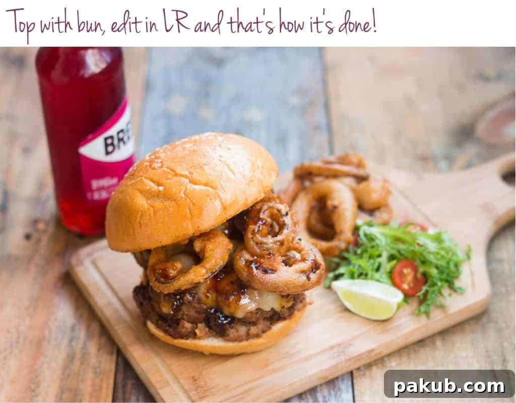The final compelling food photograph of a Badass Lamb Meatball Burger