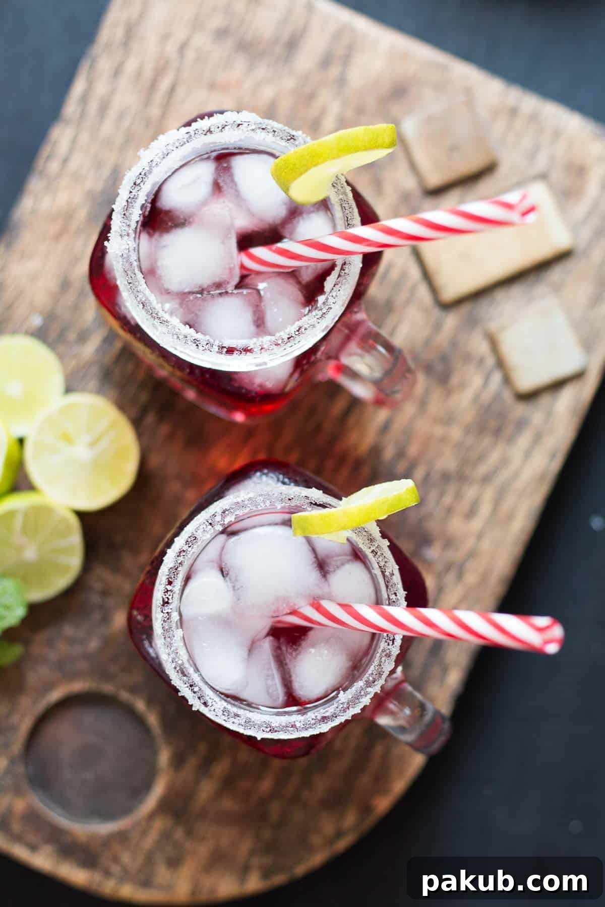 The Cranberry Ginger Holiday Cocktail with all its lovely colors.