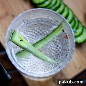 A picture of Sparkling Cucumber Chili Gin clicked from the top.