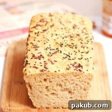 A picture of the homemade Multigrain Bread Loaf, sliced to perfection.