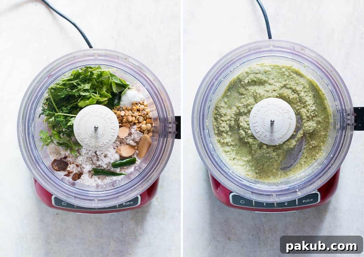 The Indian Kitchen's Secret Weapon: 5 Must-Try Food Processor Techniques 7 Making fresh, vibrant Indian chutney with a food processor for quick and easy preparation.