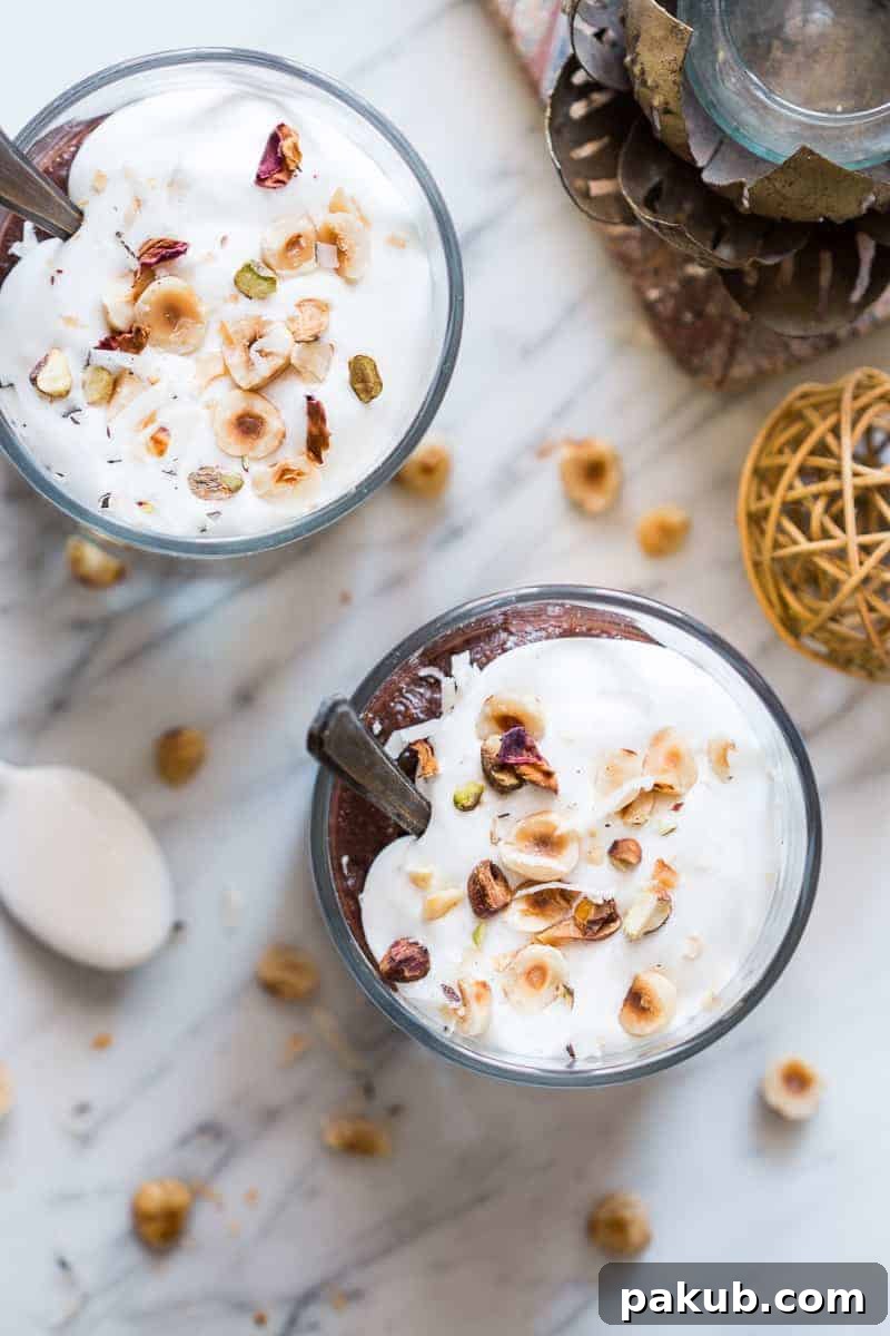 Decadent Chocolate Kheer Delight 3 Super easy recipe for a festive chocolate rice kheer pudding made without condensed milk but still really creamy. Perfect for your Diwali dessert table or any other Indian festival.