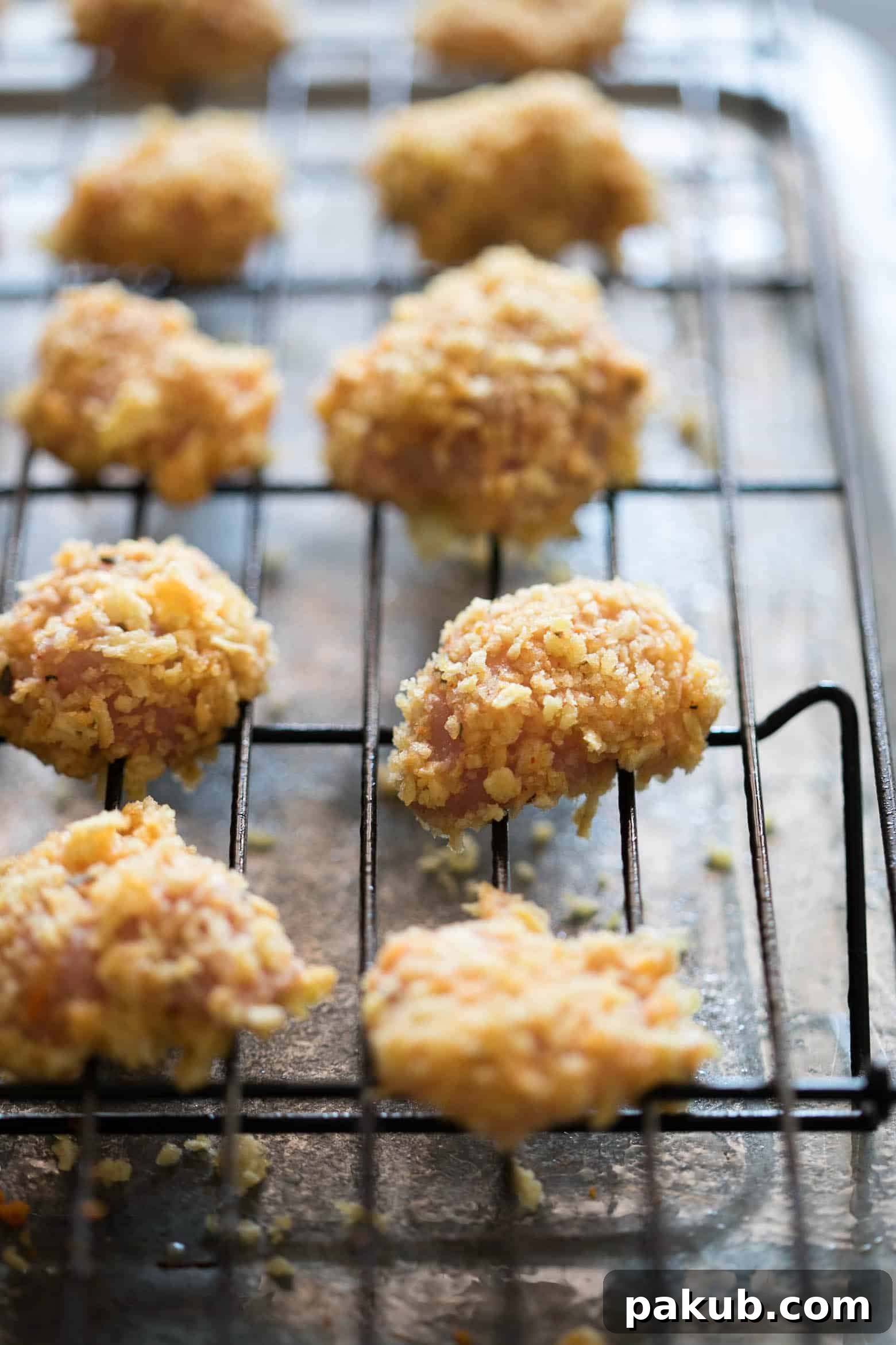 Baked Popcorn Chicken: KFC Flavor, No Fryer 3 The easiest recipe for baked popcorn chicken that can be made two ways - spicy and non spicy! Tastes KFC style, but gluten free and guilt free for the perfect party appetizer.