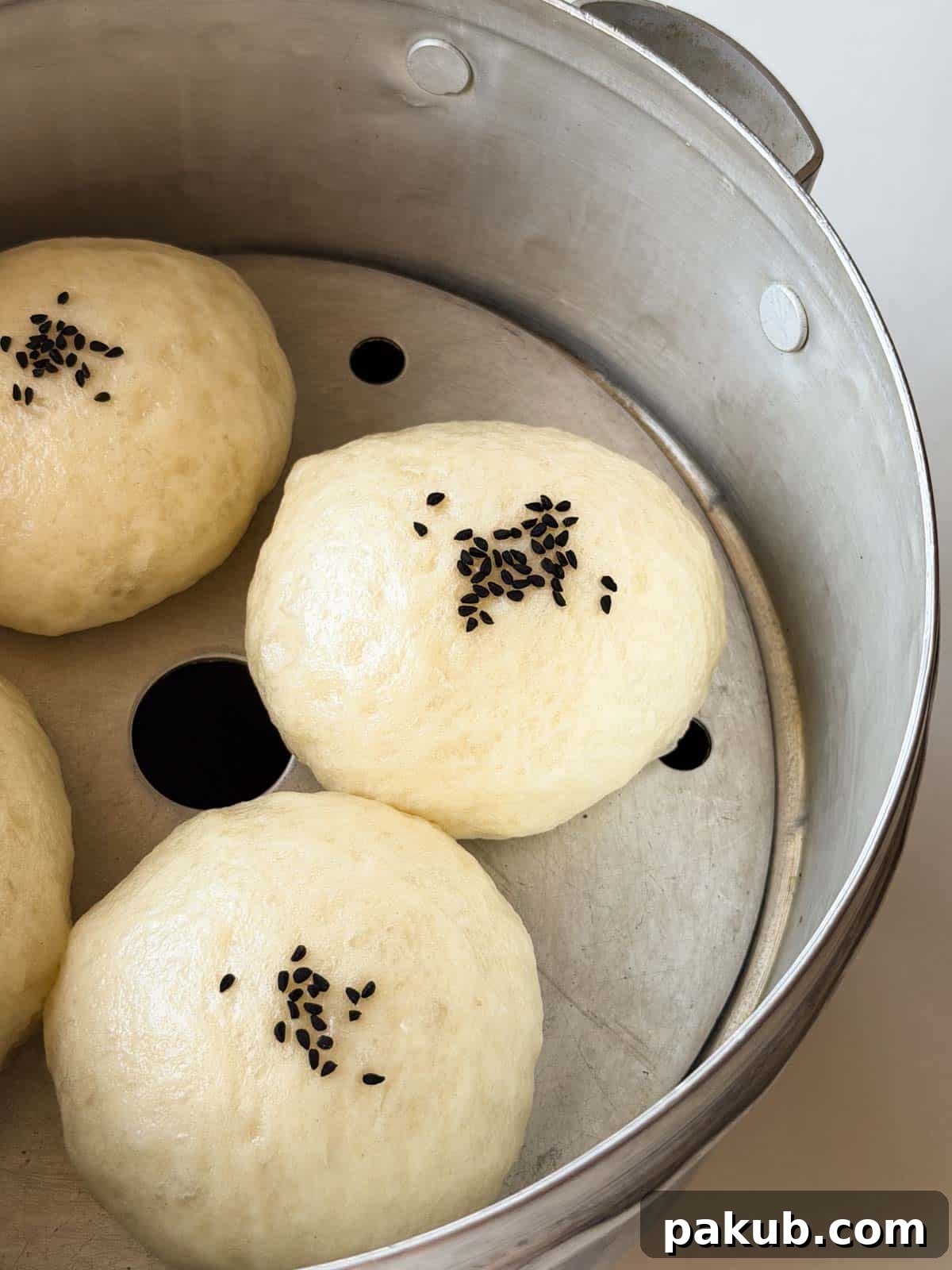 Cloud-Soft Baozi 3 freshly steamed buns or boazi still in the steamer