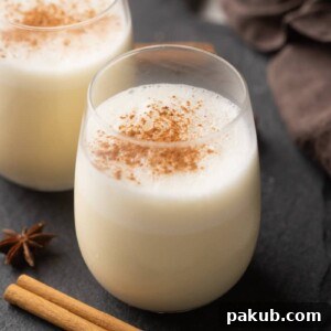 two glasses of non alcoholic eggnog