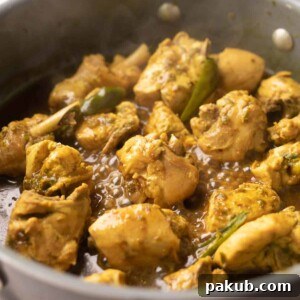 shot of andhra chilli chicken in a kadai