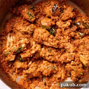 freshly made mangalorean chicken sukka in a kadai