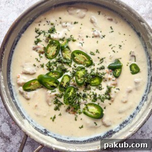 freshly made creamy japan chicken still in it's cooking saucepan