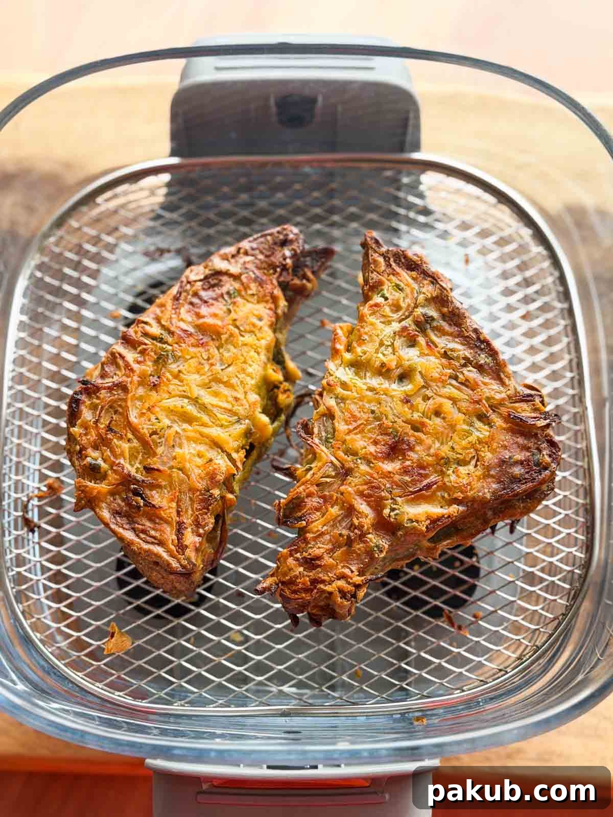 Crispy Air Fryer Bread Pakoras 2 air fryer bread pakora in the air fryer basket