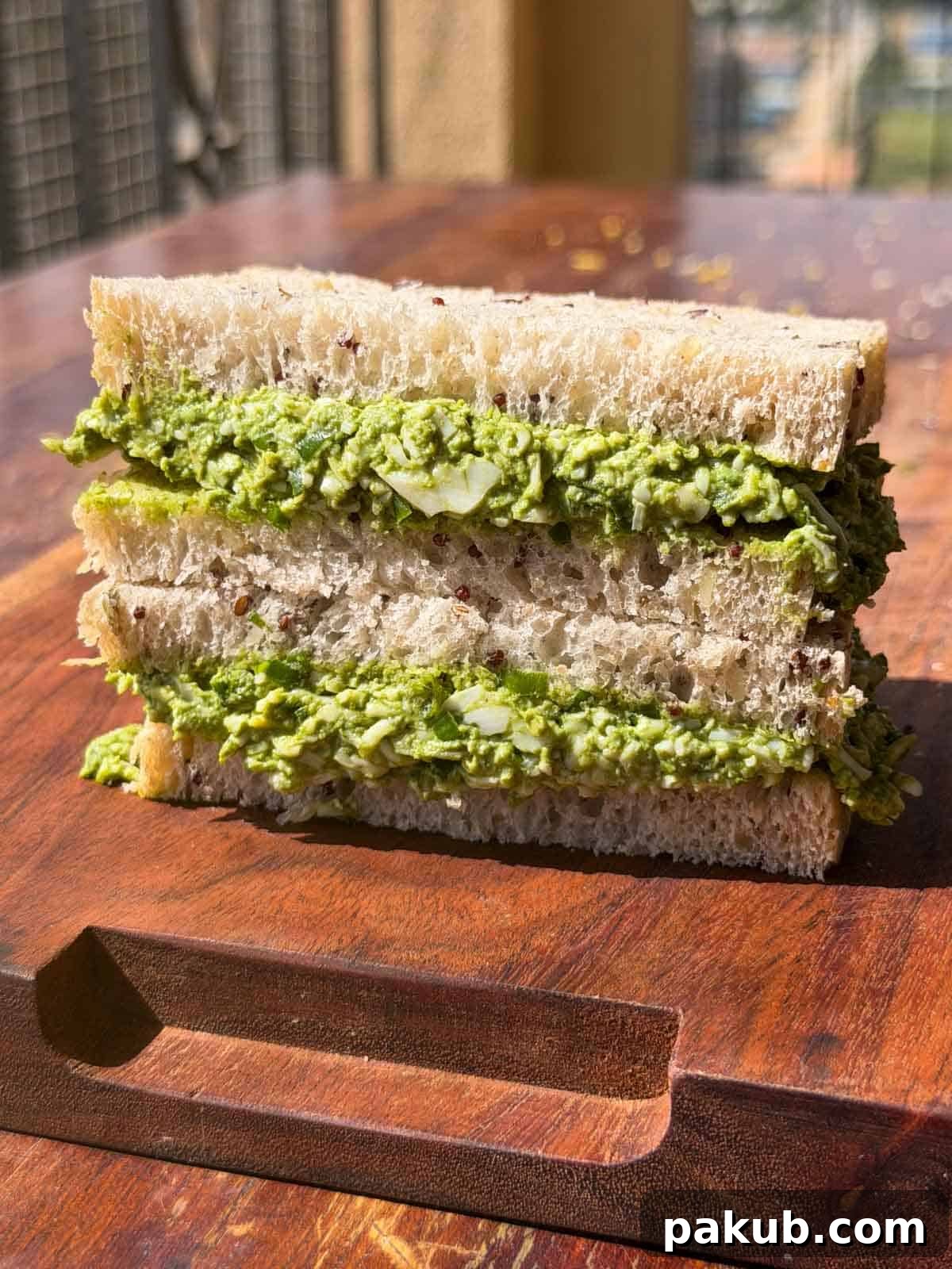 Tangy Chutney, Cheese & Egg Breakfast Sandwich 4 chutney cheese egg sandwich assembled and ready to be served