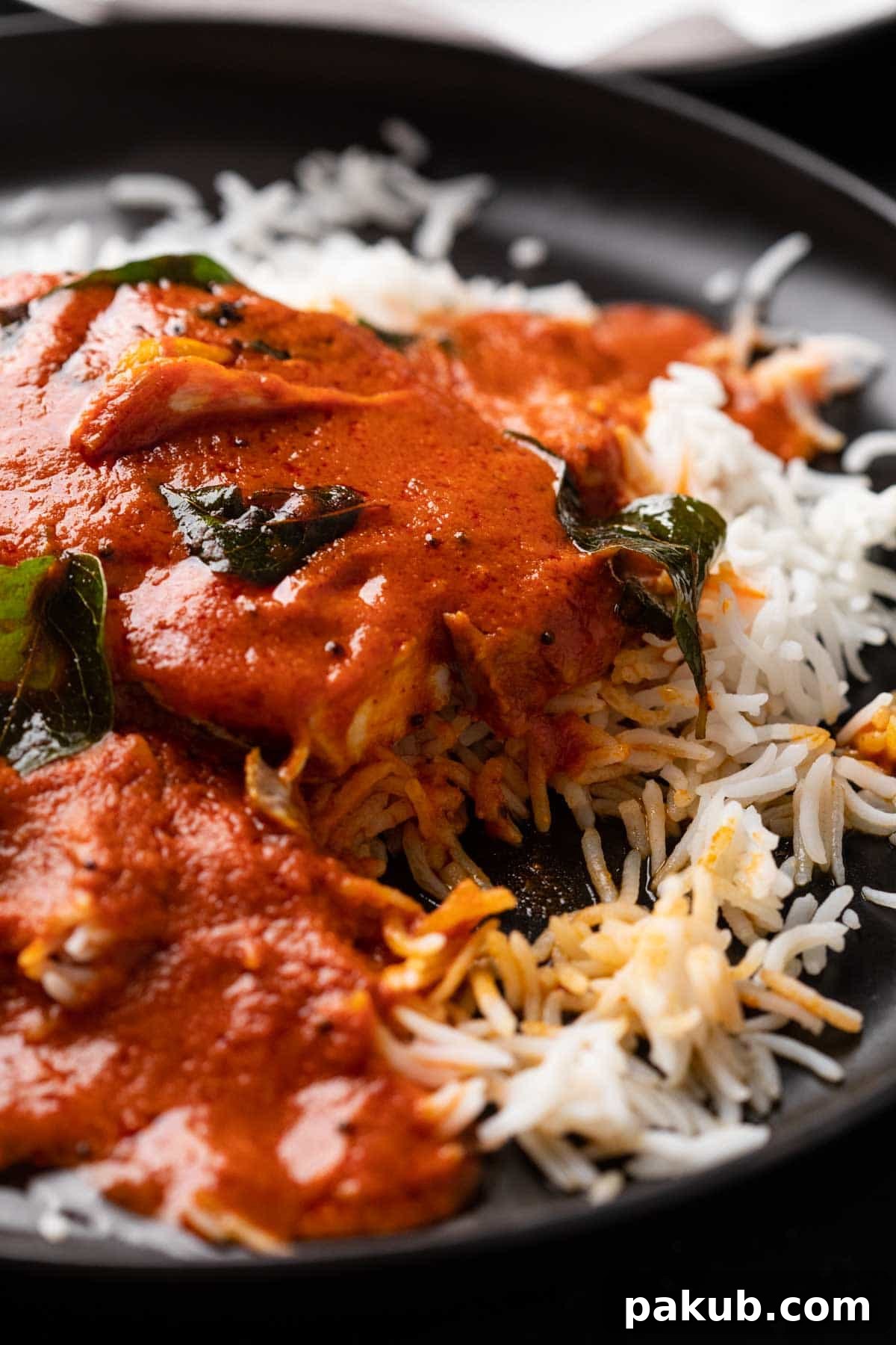 Fish curry served over rice