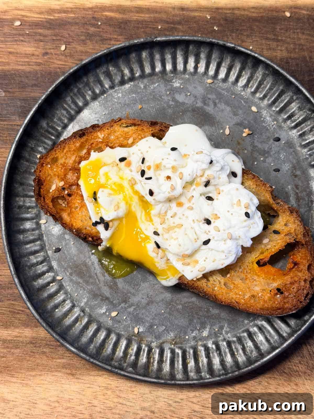 How to Make Poached Eggs in an Air Fryer 3 air fryer poached egg served on top of a toast