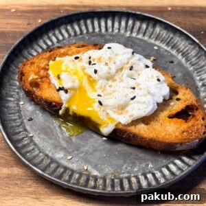 air fryer poached egg served on top of a toast