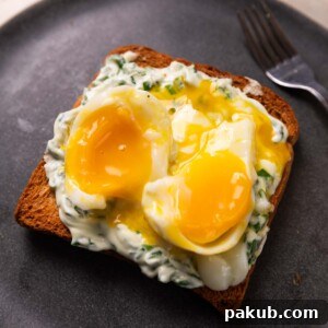 perfectly jammy air fryer boiled eggs on toast